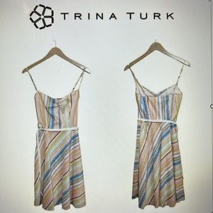 Trina Turk Pastel Striped Fit & Flare Sundress Size 8